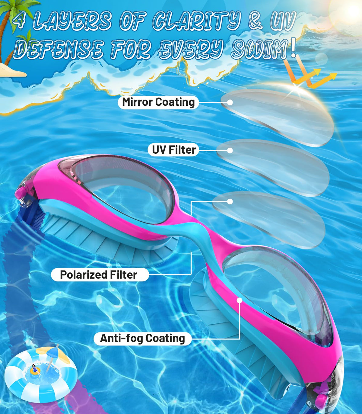 Kids Swimming Goggles for Boys & Girls Aged 6-14, Anti-Fog