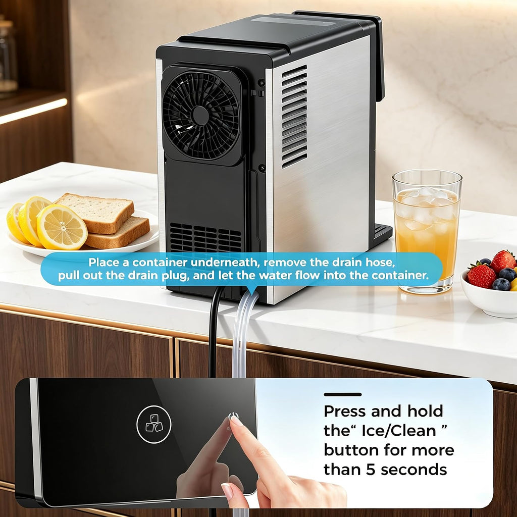 COWSAR Nugget Countertop Ice Maker, Automatic Ice Dispenser, 33 lbs/Day Chewable Pellet Ice Machine with Self-Cleaning & Measured Dispensing, Portable Ice Maker for Home, Kitchen, Office