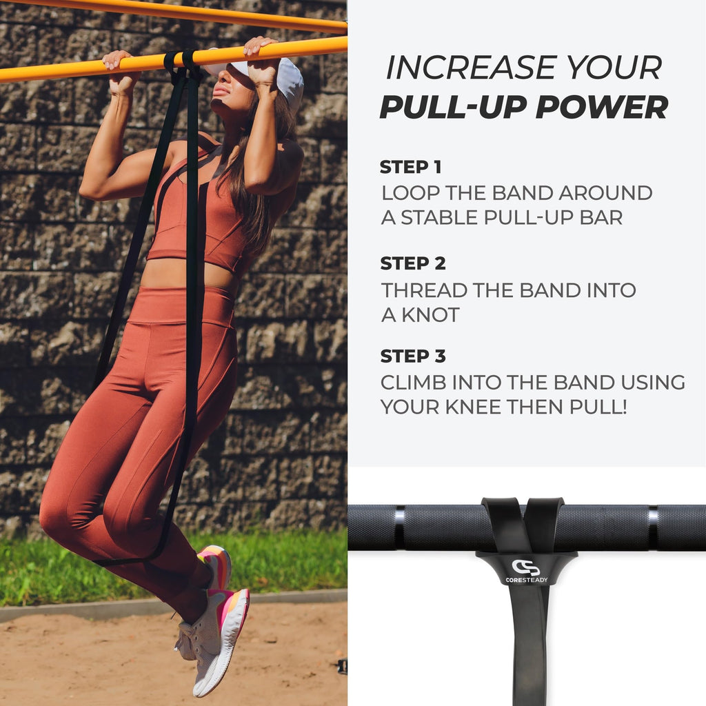 Coresteady Pull Up Bands & Resistance Bands - Heavy Duty Loop Band for Men & Women - Build Fit Power & Muscle - Training, Fitness Assist Pull Ups & Gym Exercise