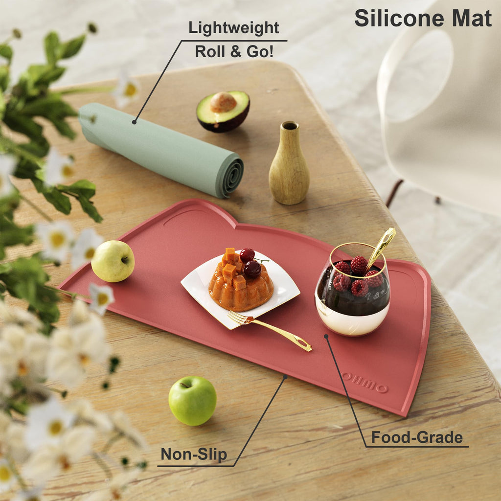 OHMO Silicone Cat Food Mat for Food&Water Bowls, 46x25cm, Honey