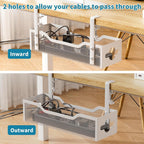 Under Desk Cable Management Tray 2 Pack, No Drill Cable Organizer With Clamp for Standing Desk, Easy to Install Cord Management System, No Damage Wire Organizer