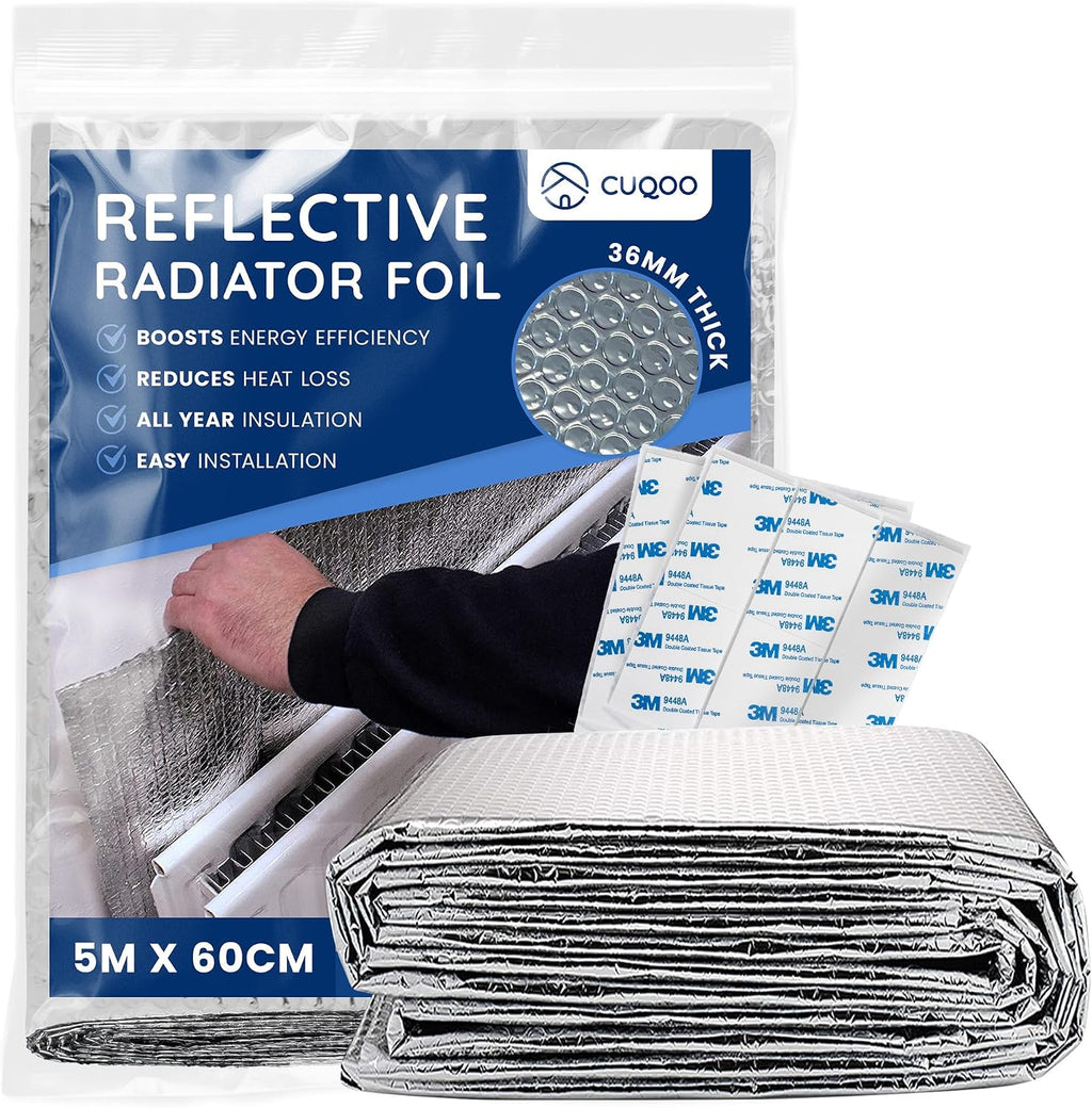 CUQOO Radiator Foil Reflector Roll 5m x 60cm | Thermal Insulation Foil