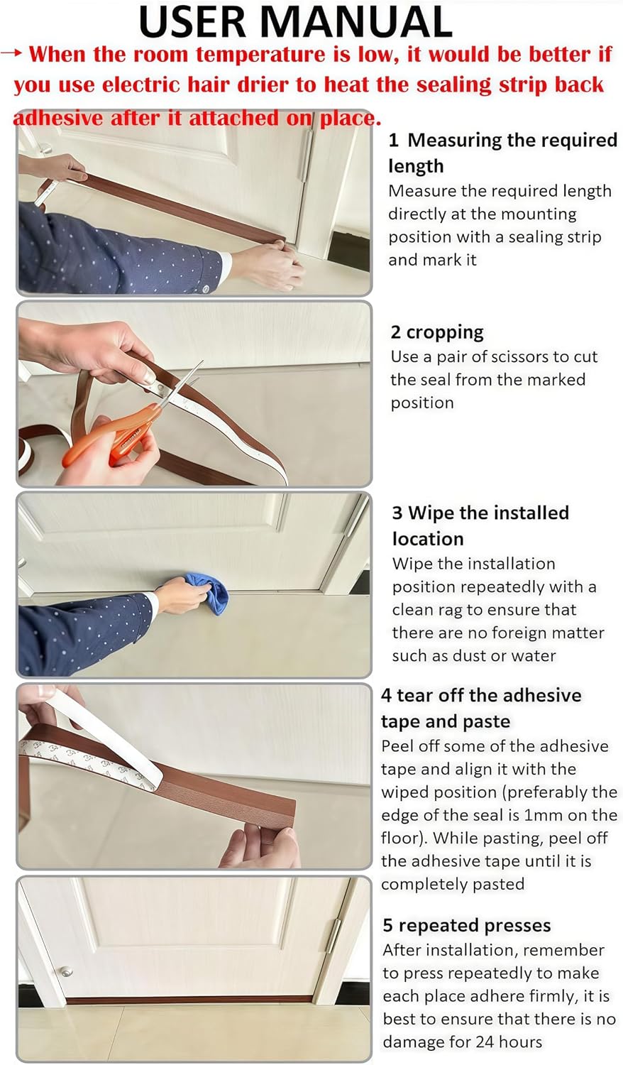 Silicone Seal Door Strip Bottom - 8M/26ft (W: 35MM) Silicone Sealing Sticker Self Adhesive Weather Stripping for Gaps of House, Glass Shower, Window and Door, Weatherproof Soundproof Insect Proof
