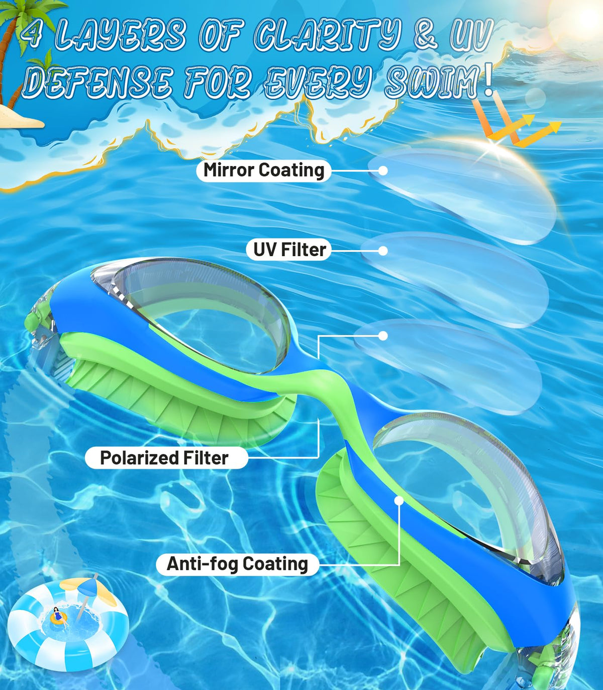Kids Swimming Goggles for Boys & Girls Aged 6-14, Anti-Fog