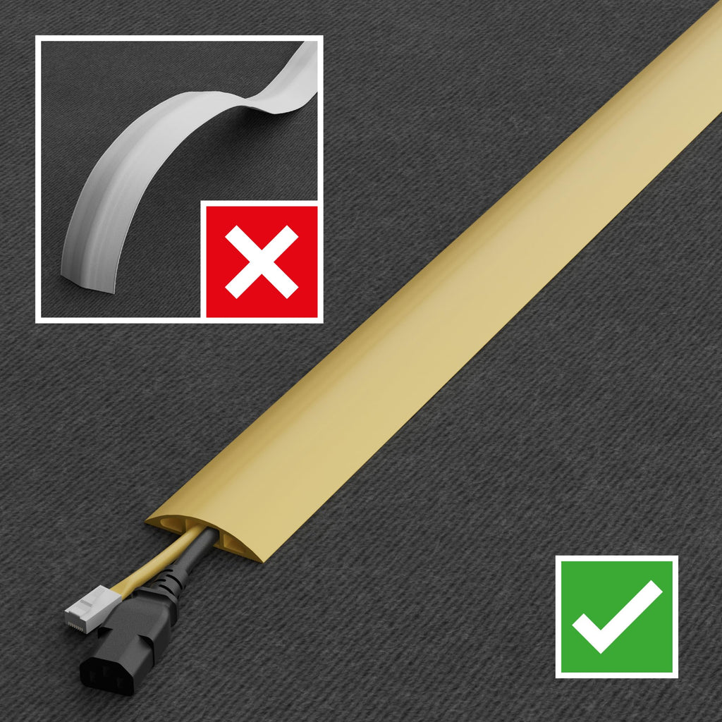 D-Line 6ft Floor Cord Cover, Cable Protector, Hide Extension Cords, Protect Cords, Prevent Cable Trips, Heavy Duty Cord Hider - Cable Cavity = 0.63" (W) x 0.31" (H) - Beige