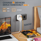 TESSAN UK to US Plug Adaptor 2 Pack, Type B USA Travel Adapter with USB C