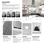 30 in. Lumin Coll 380 CFM Ducted Island Range Hood, LED, Stainless Steel