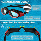 Winline Adult Swimming Goggles,Open Water Goggles Swimming Anti Fog UV Protection No Leakage Clear Vision Easy to Adjust for Adults Men Women Teenagers