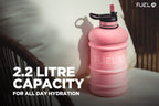 Fuel24 Jug - 2.2 Litre Water Bottle - Extra Strong Flex Material - Drop Proof, Pop or Straw Cap Options - 2.2L Large Gym Sports Bottle, BPA FREE