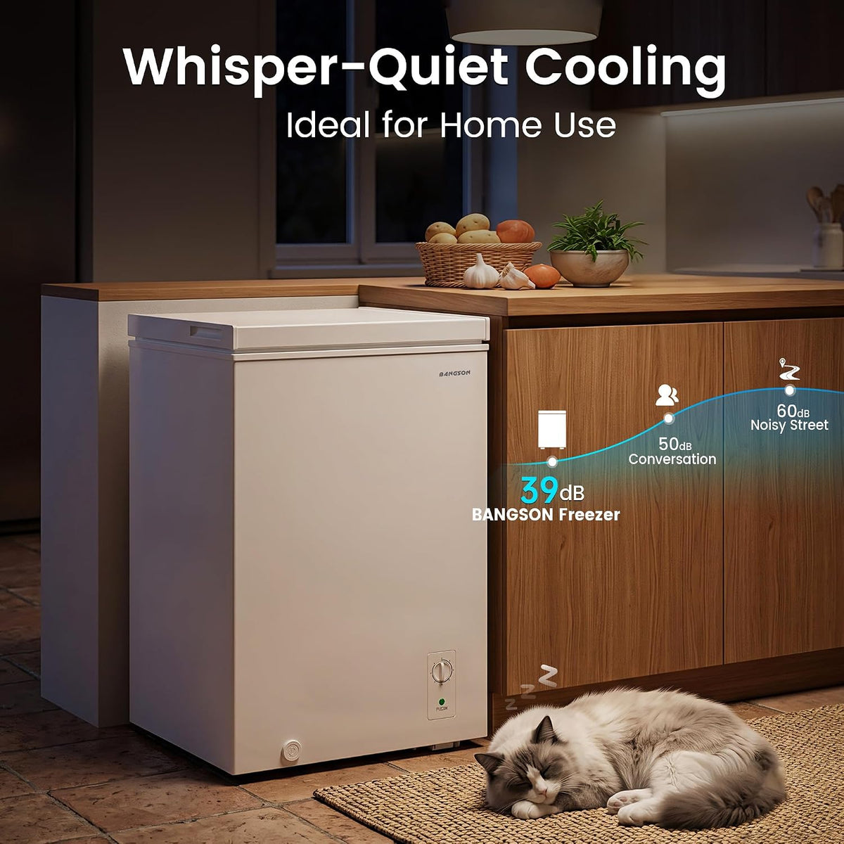 BANGSON 3.5 Cu.Ft Chest Freezer for Apartment, White