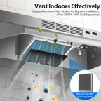 Tieasy Under Cabinet Range Hood 24 Inch, 400 CFM Stainless Steel Convertible Vent Hood with 2 Speed Exhaust Fan and Rocker Switch Control, Ducted/Ductless Kitchen Hood with Multiple Venting Options