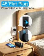 One Beat Surge Protector Power Strip, 5 Ft Flat Plug Extension Cord, 900J