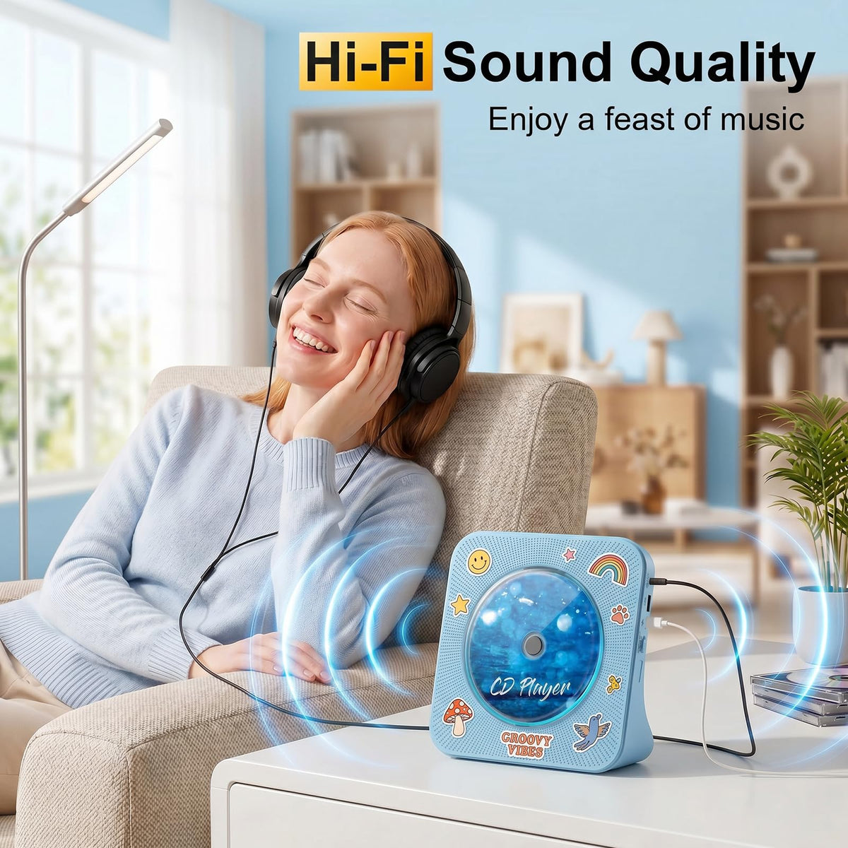 Gueray CD Player Portable Bluetooth Desktop CD Players for Home