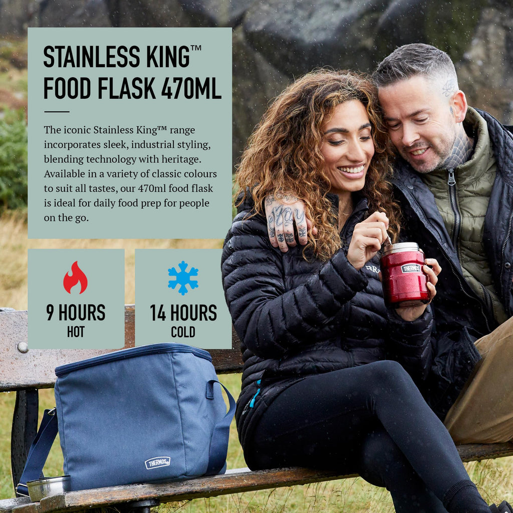 Thermos Stainless King Cranberry Red Food Flask (470ml) 9h Hot | 14h Cold