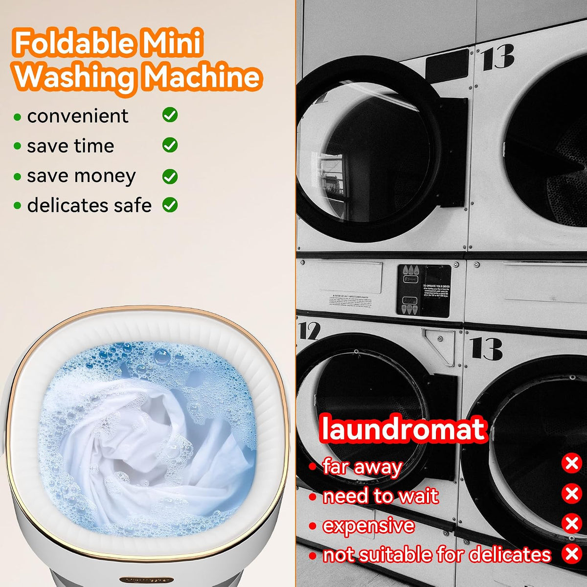 JUJOJB Portable Washing Machine, Folding 20L Mini Washer and Spin-Dryer