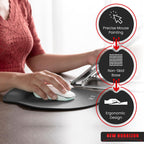 New Horrizon - Mouse Mat BLACK ANTI-SLIP COMFORT MOUSE PAD MAT WITH GEL FOAM REST WRIST SUPPORT FOR PC LAPTOP - Compatible with Laser and Optical Mice