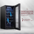 SCHMÉCKÉ 12 Bottle Compressor Wine Cooler Refrigerator w/Lock - Large Freestanding Wine Cellar For Red, White, Champagne or Sparkling Wine - 41f-64f Digital Temperature Control Fridge Stainless Steel
