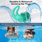 Swimming Ear Plugs for Kids,4 Pairs Reusable Silicone Ear Plugs Swimming