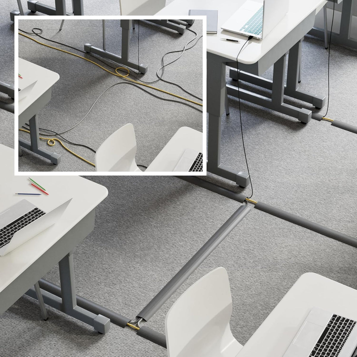 D-Line 6ft Floor Cord Cover, Cable Protector, Hide Extension Cords, Protect Cords, Prevent Cable Trips, Heavy Duty Cord Hider - Cable Cavity = 0.63" (W) x 0.31" (H) - Beige