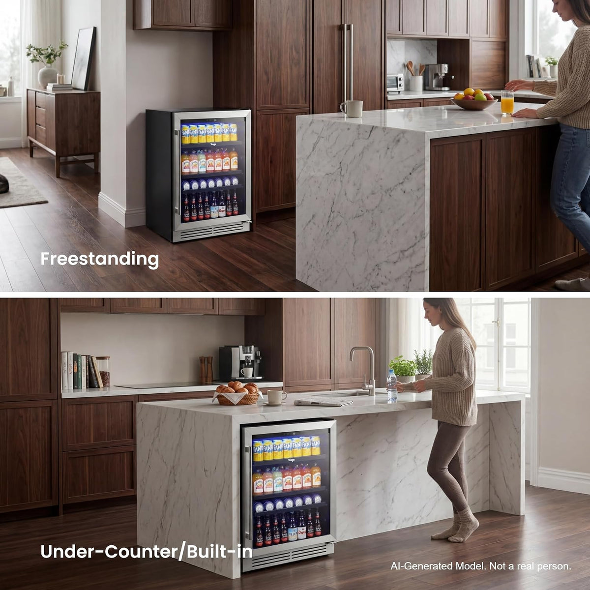 Yeego Beverage Refrigerator - 24 inch 180 Cans Beer Cooler with Glass Door