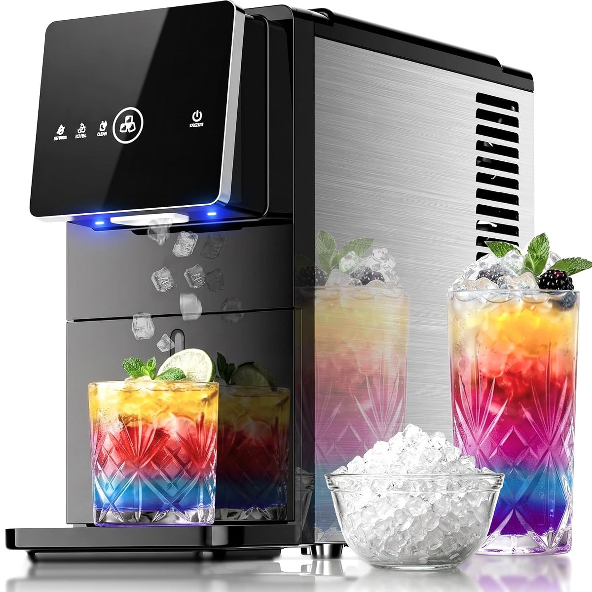 AGLUCKY Nugget Ice Makers Countertop, 35 lbs/24hrs Auto Drop Ice