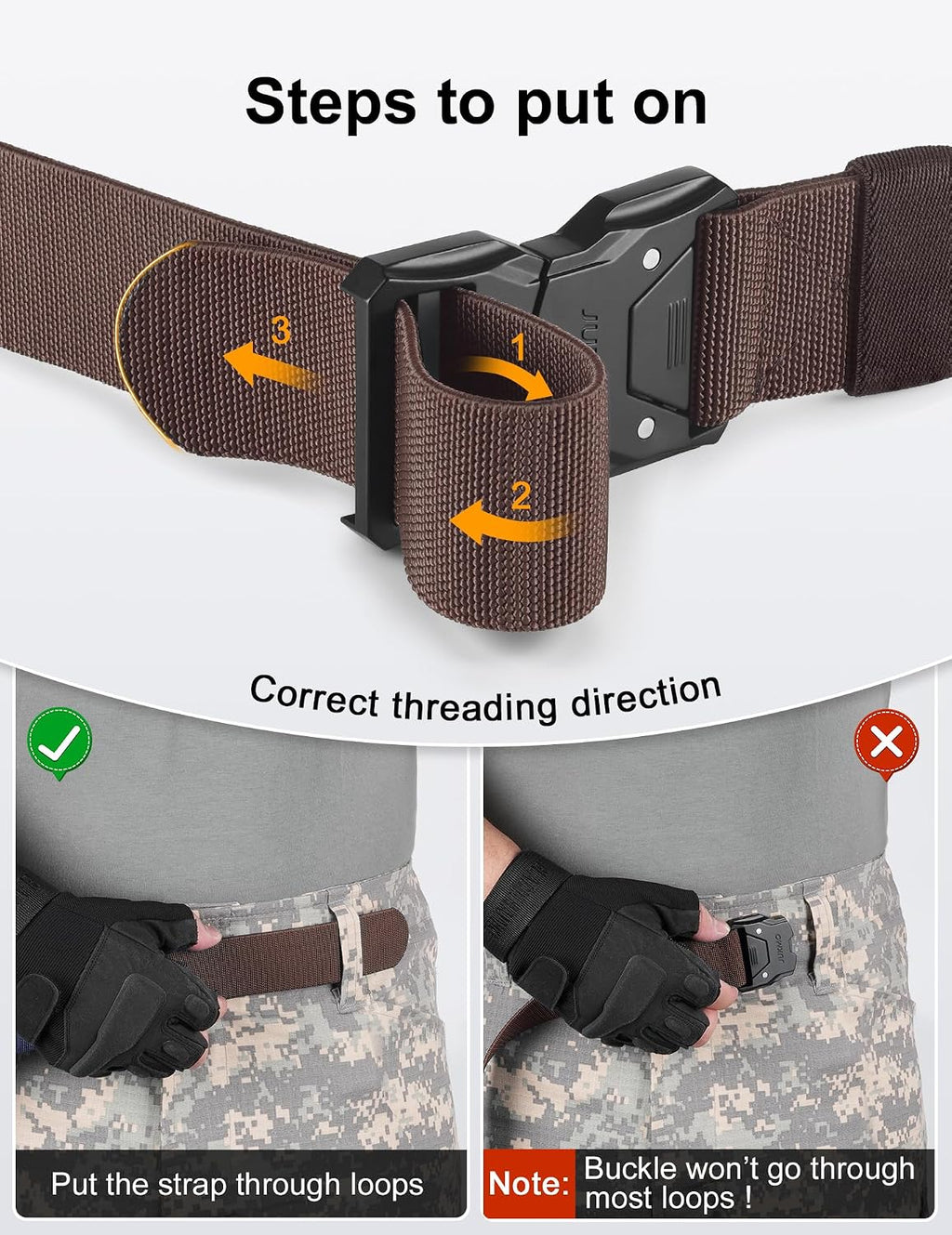 JUKMO Quick Release Tactical Belt, Military Work 1.5" Nylon Web Hiking Belt