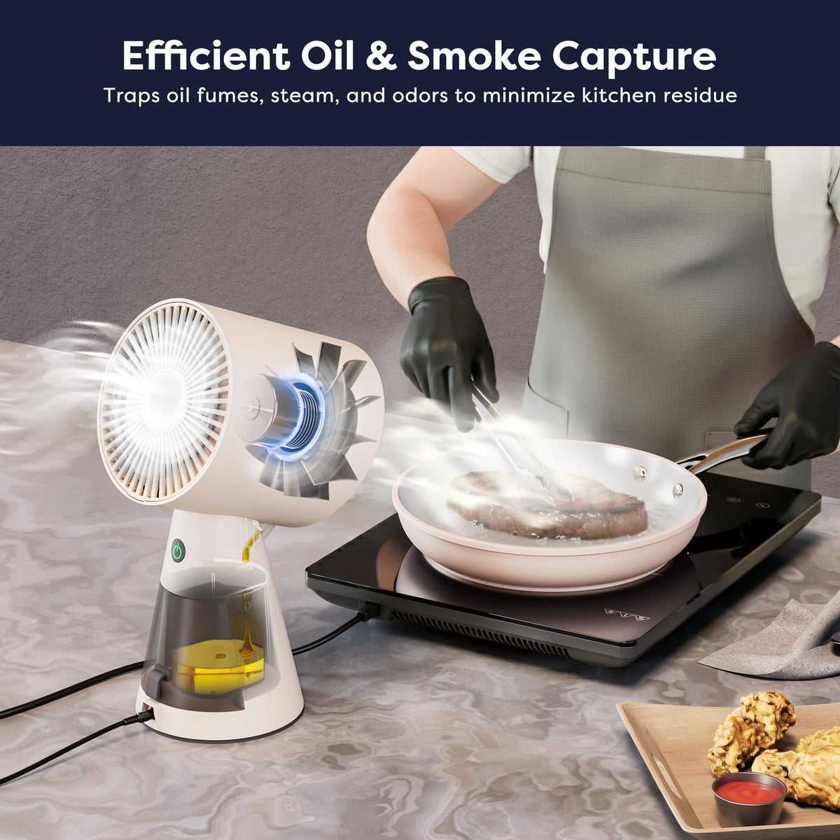CIARRA Portable Range Hood, 2-Speed Desktop Kitchen Exhaust Fan