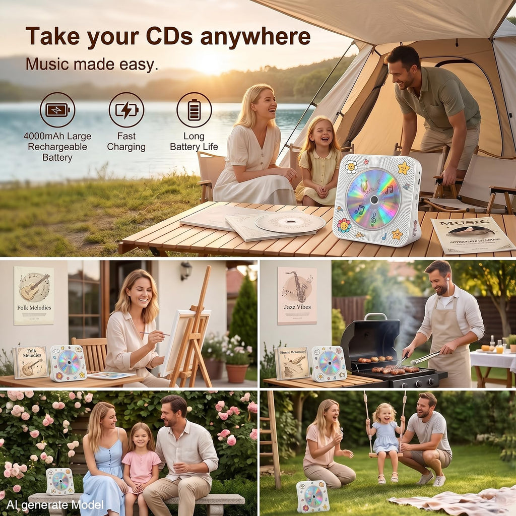 Gueray CD Player Portable Bluetooth Desktop CD Players for Home