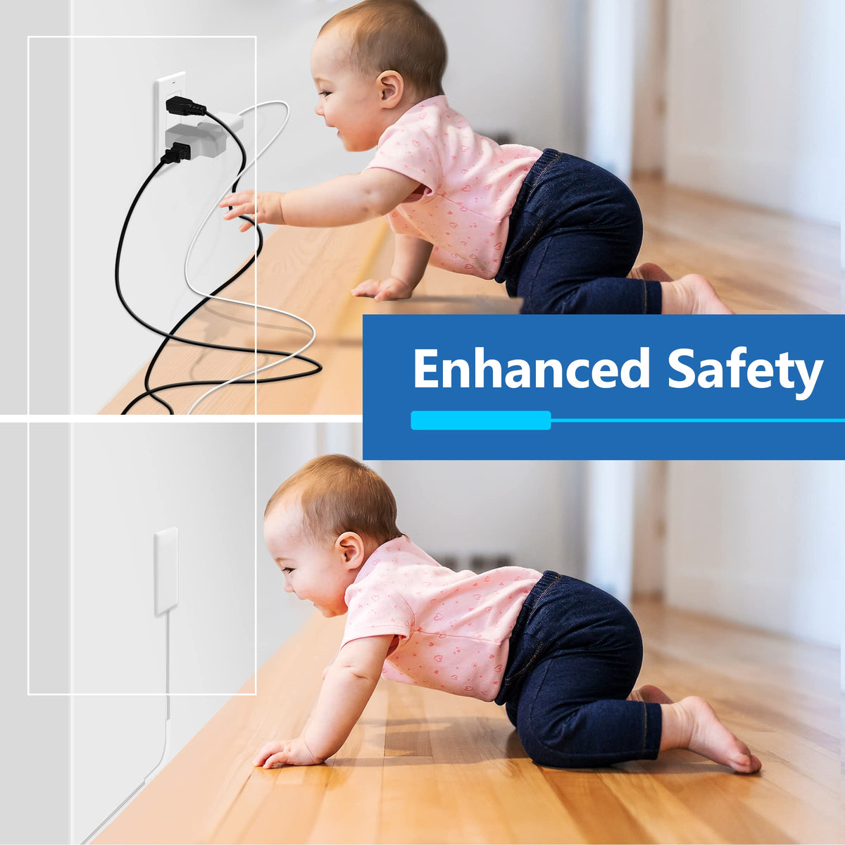 LIDER Flat-Face Outlet Extender, 3 Receptacles, 8ft Cord, 1625W, ETL Listed