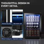 2.5 Cu.Ft Beverage Fridge, Glass Door Mini Fridge, Silver, 96 Can