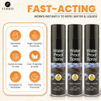 Waterproof Spray 300ml - Shoe Protector and Fabric Waterproofing for Leather, Suede, Boots and Tents | Fast-Drying, Invisible Shield Against Water, Stains and Dirt – Ideal for Everyday Use (3 Pack)