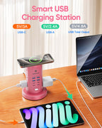 Power Strip Tower, kakyanill PD 65W Charging Station 9 AC Outlets 8 USB