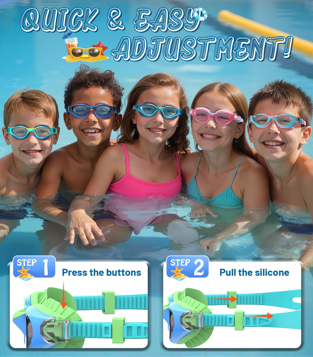 Kids Swimming Goggles for Boys & Girls Aged 6-14, Anti-Fog