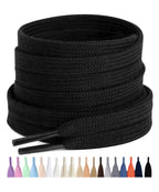 Stepace 2 Pairs Cotton Flat Shoe Laces 8mm Wide Shoelaces for Sneaker