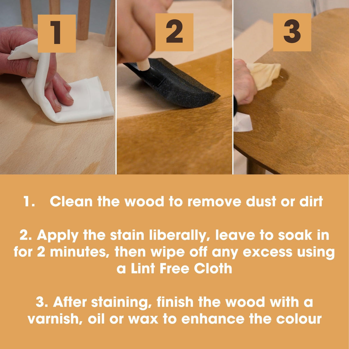 Furniture Clinic Wood Stain (Dark Oak) – Fast Drying, Highly Concentrated, and Easy-to-Apply Wood Stain for All Indoor & Outdoor Wood – Water Based & Non-Toxic – 250ml