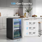 130 Can Beverage Refrigerator, 3.2 Cu.ft Fridge, Glass Door
