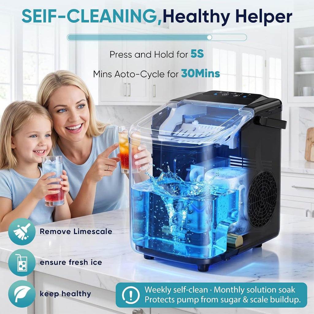 DUMOS Ice Makers Countertop Ice Machine with Portable Handle Compact Size