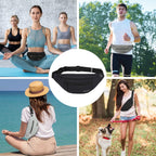 MAXTOP Large Bumbag Waist Fanny Pack Running Belt for Men Women Unisex Bum Bag with Headphone Jack and 4-Zipper Pockets Adjustable Belt for Travel Running Jogging Workout Hiking Gifts All Black