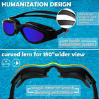 Winline Adult Swimming Goggles,Open Water Goggles Swimming Anti Fog UV Protection No Leakage Clear Vision Easy to Adjust for Adults Men Women Teenagers