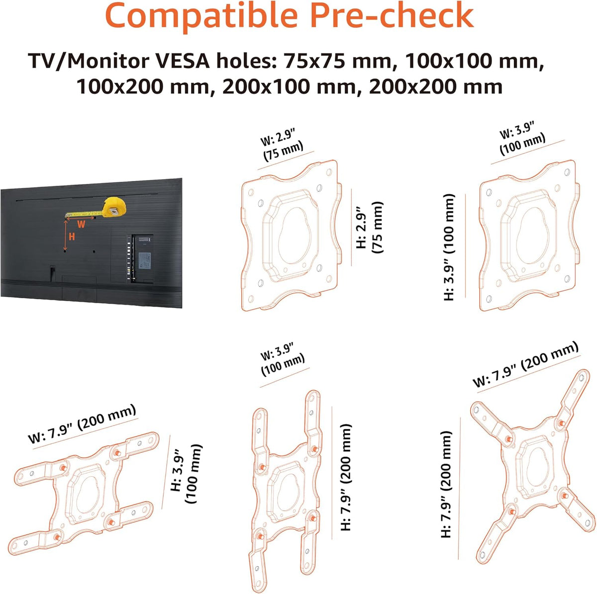 Amazon Basics Full Motion Articulating TV Wall Mount with Tilt Swivel, Extends 16 inches, VESA 200x200, for 12" to 40" TVs, 40 lbs, Black