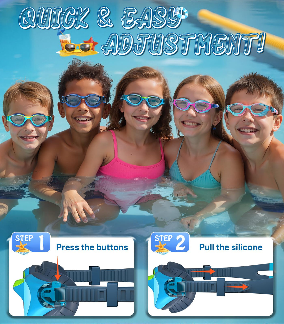 Kids Swimming Goggles for Boys & Girls Aged 6-14, Anti-Fog