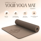 Yogii Yoga Mat - Non-Slip 6mm Thick TPE & Travel-friendly Yoga Mat - Perfect for Home & Gym Exercise Fitness & Pilates - With Laser Alignment Guides for Men & Women