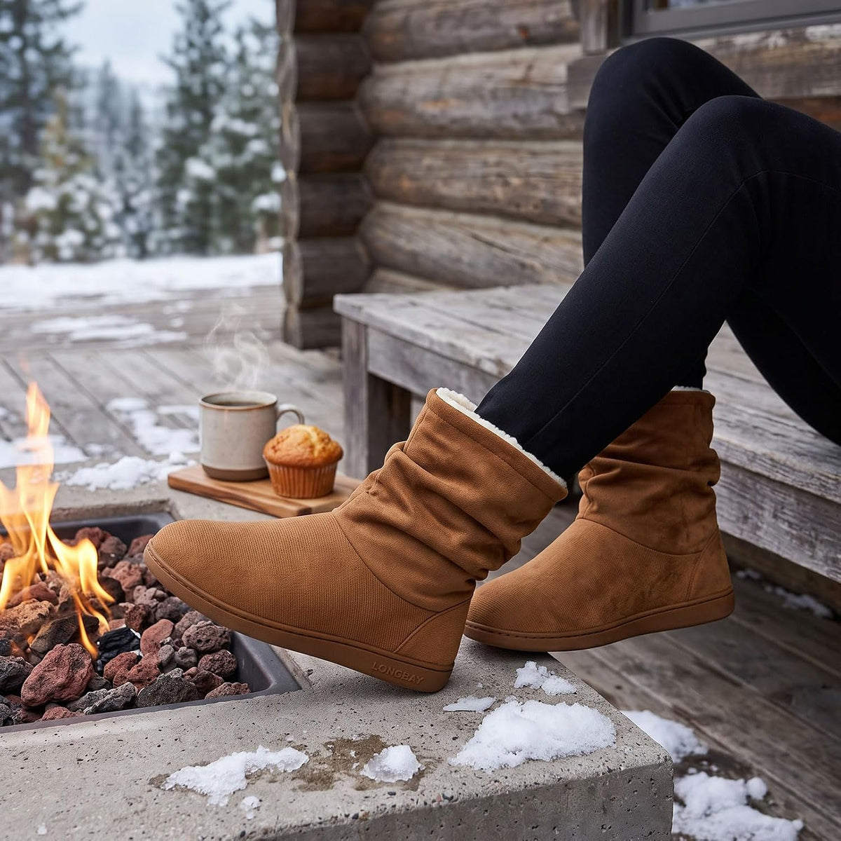 LongBay Women Slipper Boots Warm Memory Foam Indoor Outdoor House Shoe Gift