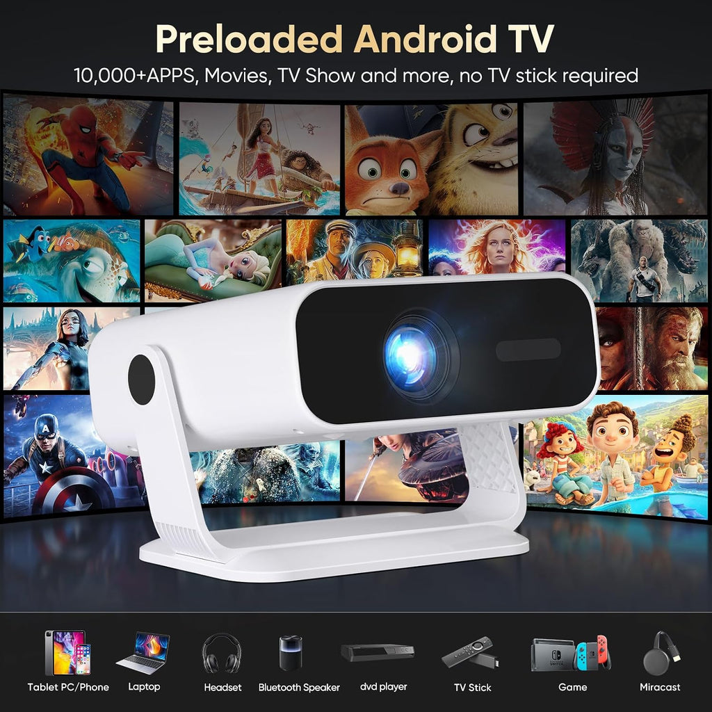 2026 New Smart Projector Built-in Apps Android 14 Native 1080P 4K Supported
