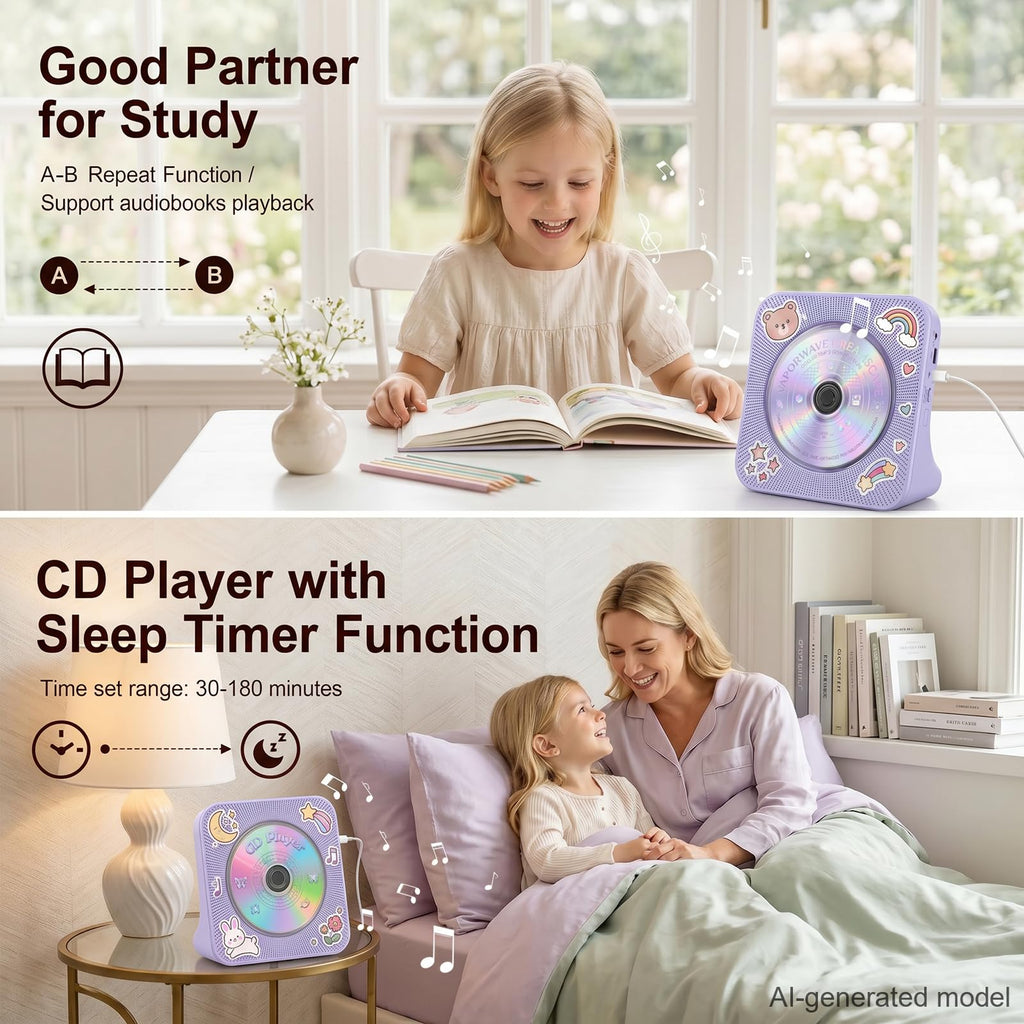 Gueray CD Player Portable Bluetooth Desktop CD Players for Home