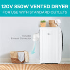 BLACK+DECKER 2.65 Cu. Ft. Portable Dryer, 8.8 lb. Capacity, BCED26, White