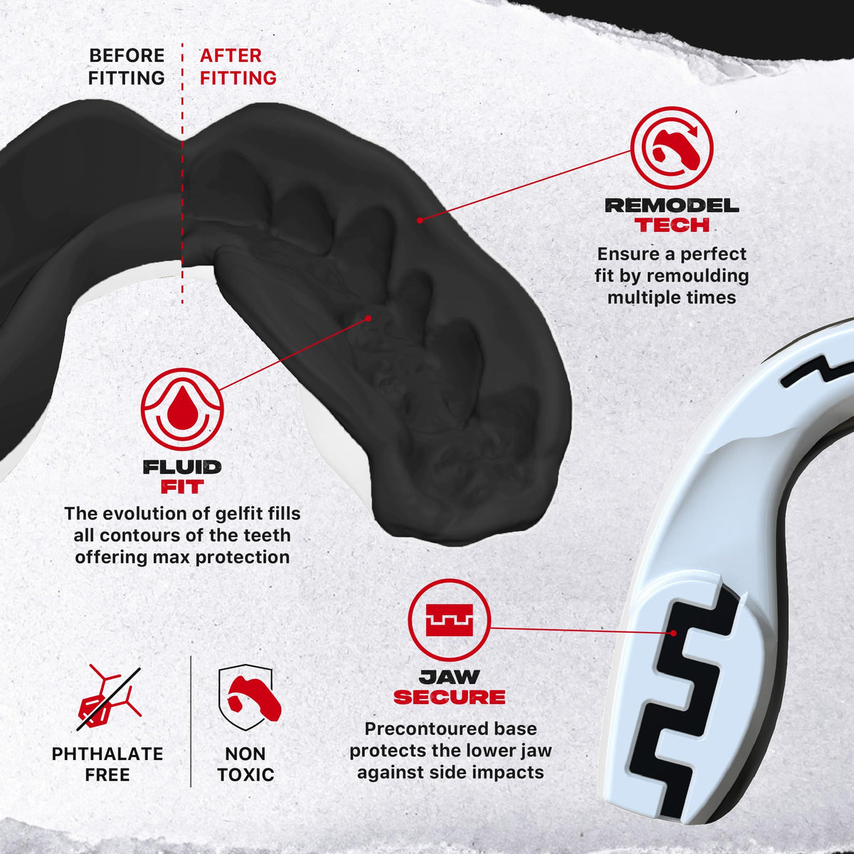 SAFEJAWZ Mouth Guard, Adult & Junior Dual Layer Gum Shield with Case