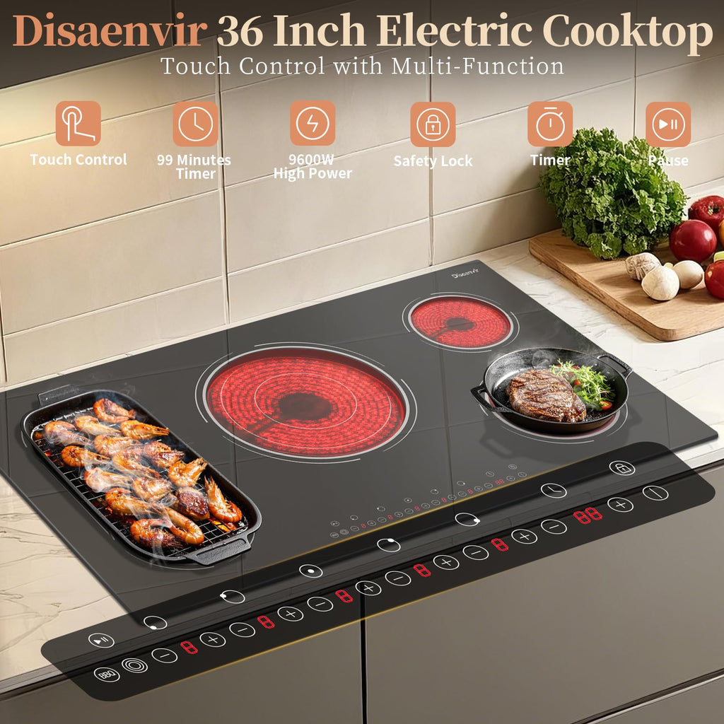 2 Burner Electric Cooktop 110V, 2000W Shard Power