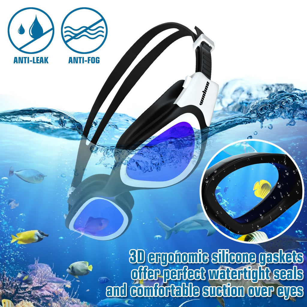 Winline Adult Swimming Goggles,Open Water Goggles Swimming Anti Fog UV Protection No Leakage Clear Vision Easy to Adjust for Adults Men Women Teenagers