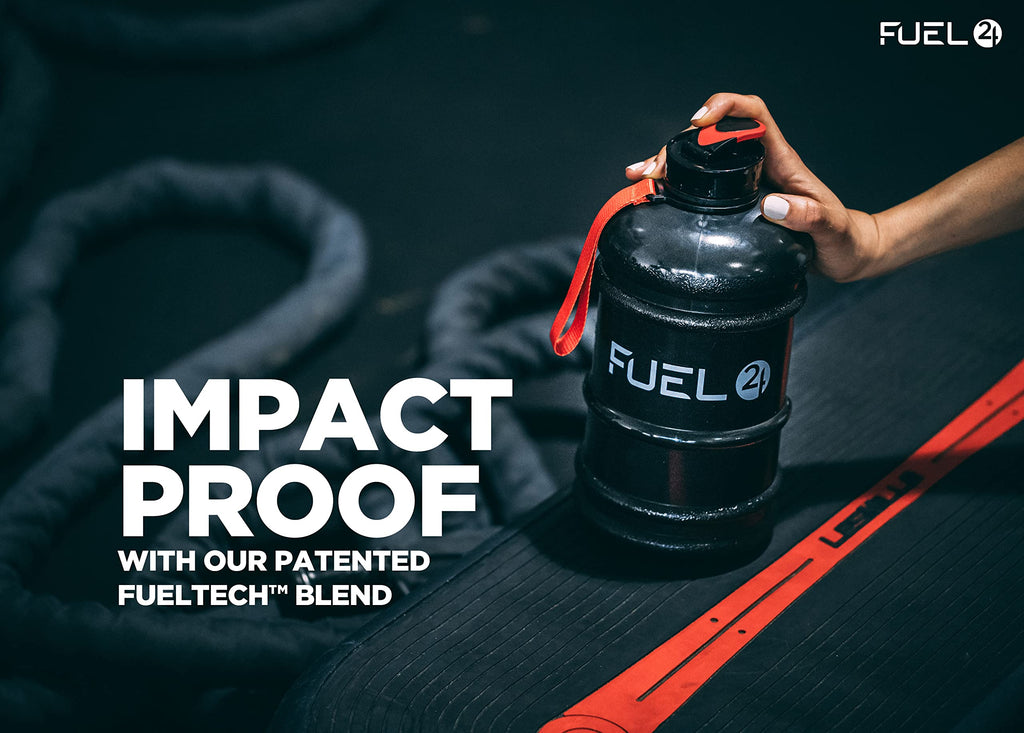 Fuel24 Jug - 2.2 Litre Water Bottle - Extra Strong Flex Material - Drop Proof, Pop or Straw Cap Options - 2.2L Large Gym Sports Bottle, BPA FREE
